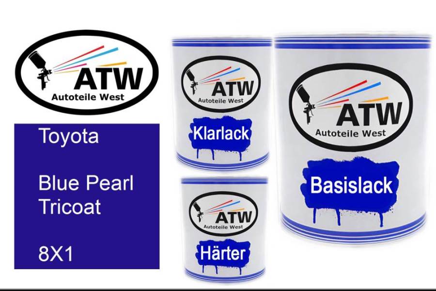 Toyota, Blue Pearl Tricoat, 8X1: 1L Lackdose + 1L Klarlack + 500ml Härter - Set, von ATW Autoteile West.